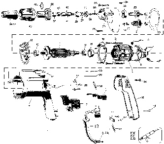Exploded Diagram A Diagram and Parts List for 2059-33 Type 100 Black and Decker Drill